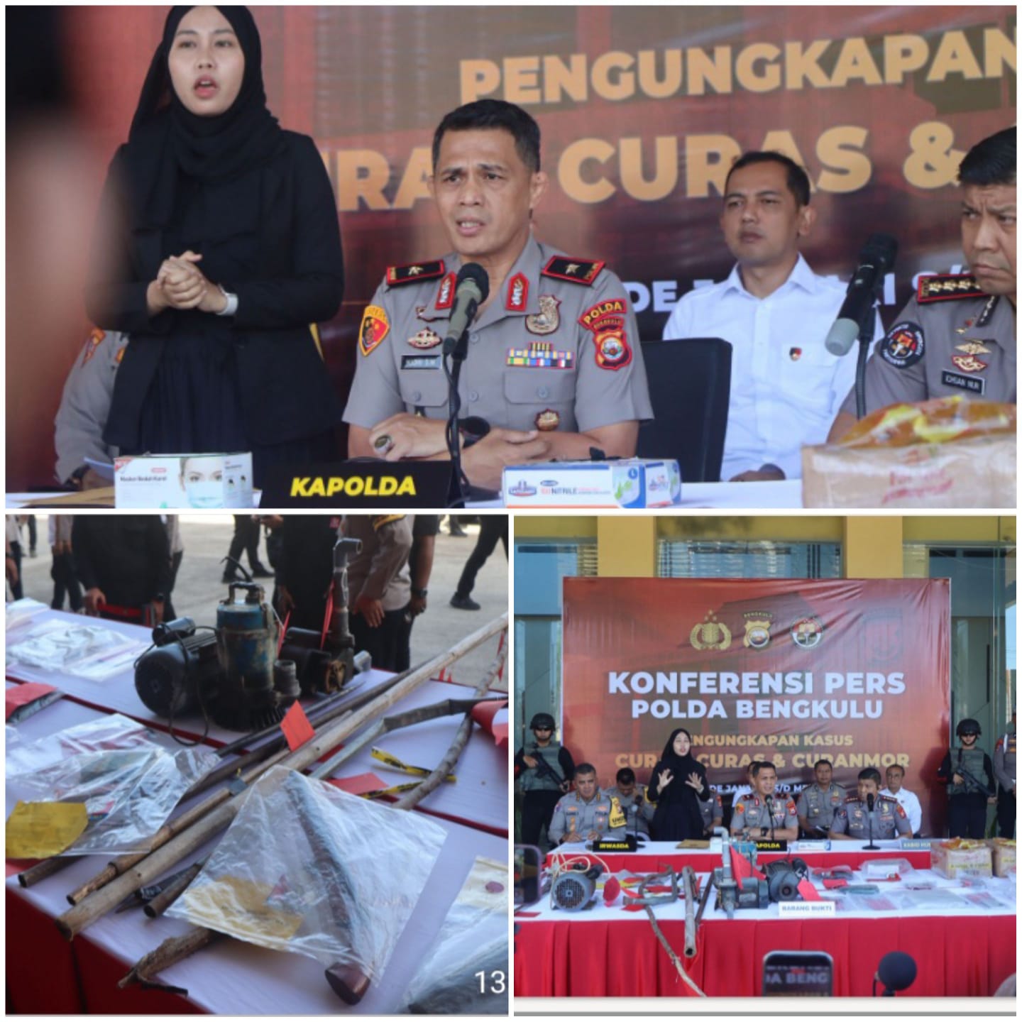 Konferensi Pers, Polda Bengkulu Ungkap Ratusan Kasus Curat, Curas, dan Curanmor