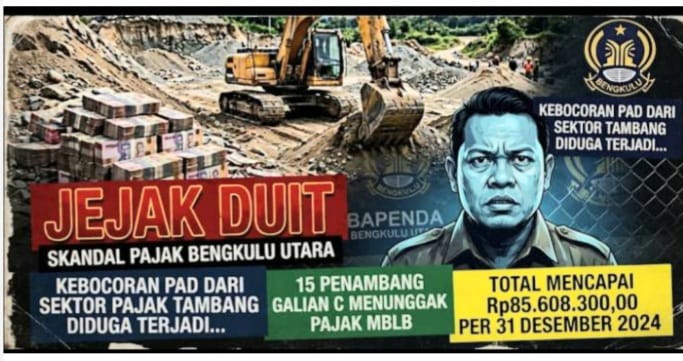 Kebocoran PAD Bengkulu Utara, Besar Dugaan 15 Penambang Galian C. Menunggak Pajak MBLB Rp85,6 Juta